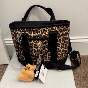 BETSEY JOHNSON Leopard Print Tote Bag with Heart Accent- NWT
